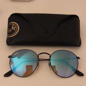 Ray ban blue reflective round sunglasses